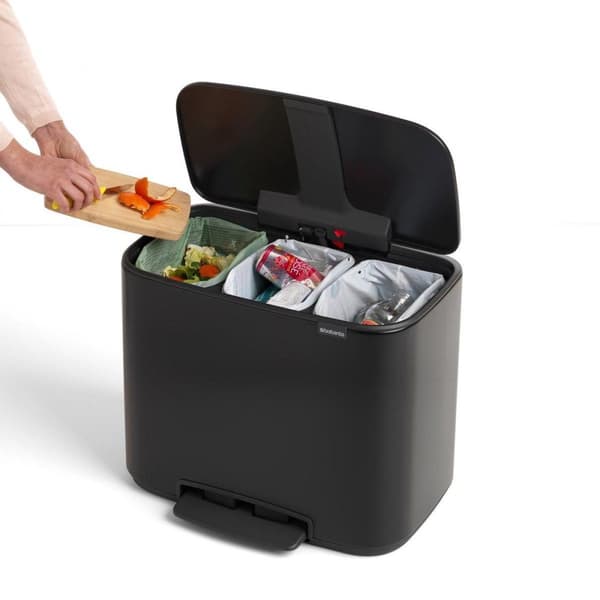 Brabantia Bo Papperskorgen - 3 x 11 l - Matt Svart