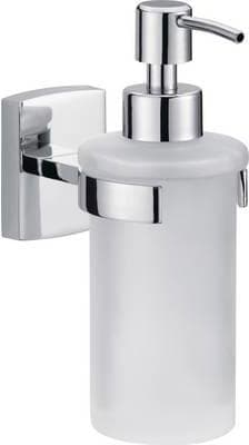 tesa klaam sæbedispenser + klaam tandbørsteholder, forkromet, matteret glas, inkl. klæbemiddelløsning, høj holdekraft, garanteret rustfri