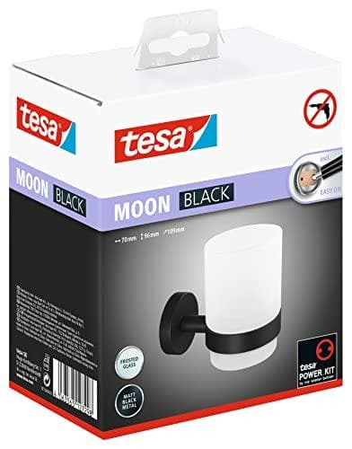 tesa 40566-00000-00 MOON BLACK tandbørstekrus klæbende sort (mat), glassatin (40566-00000-00)