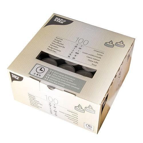 PAPSTAR fyrfadslys, diameter: 38 mm, hvid, højde: 23 mm, brændetid: ca 8 timer, i aluminiumskuffert, - 1 stk (82674)