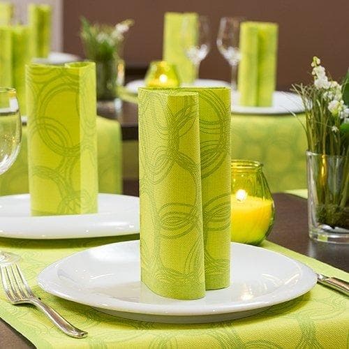 Papstar, 50 servietter "ROYAL Collection" 1/4 fold 40 cm x 40 cm limegrøn "Bubbles", #86495