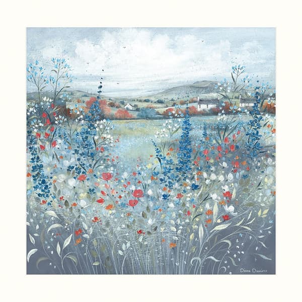 Diane Demirci Minnen av sommaren inramad canvas print Blue/Green/White 60cm x 60cm