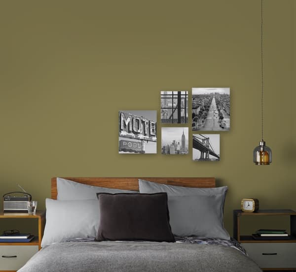 Art for the Home - Sæt med 5 lærred - By - sort/hvid - 80x60cm