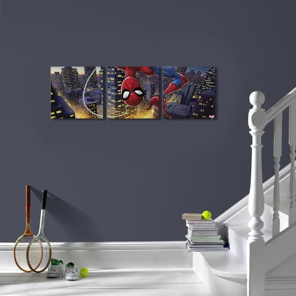 Canvas set om 3 - Marvel Comics - Spiderman upp och ner - 30x90cm