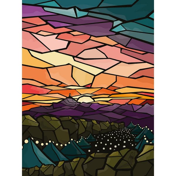 Georgina Westley Glastonbury farvet glas indrammet lærred Multicoloured 50cm x 40cm