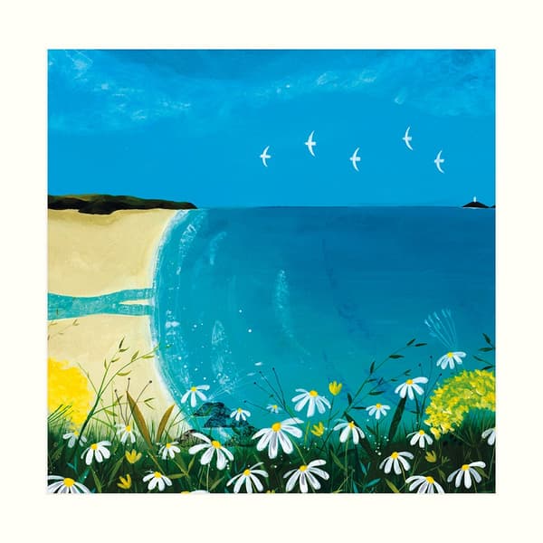 Julia Crossland Beach Print Blue/Green/Beige 40cm x 40cm