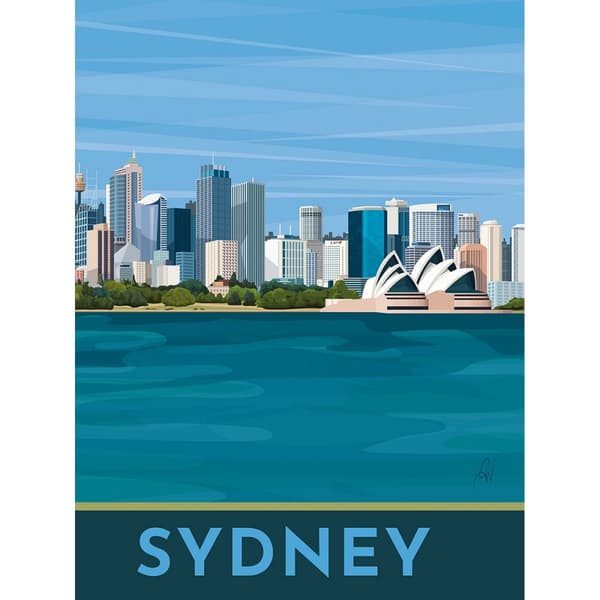 Georgina Westley Sydney Framed Canvas Print Blue 50cm x 40cm