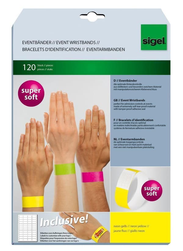 Sigel - Event bands - super blød 255x25mm - Gul - 120 stykker - EB213