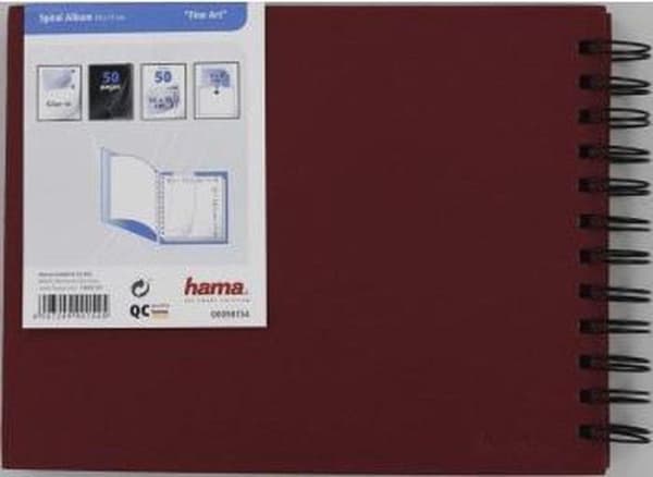 Hama Fine Art Spiral Burgundy 24x17 50 Black Pages 90154