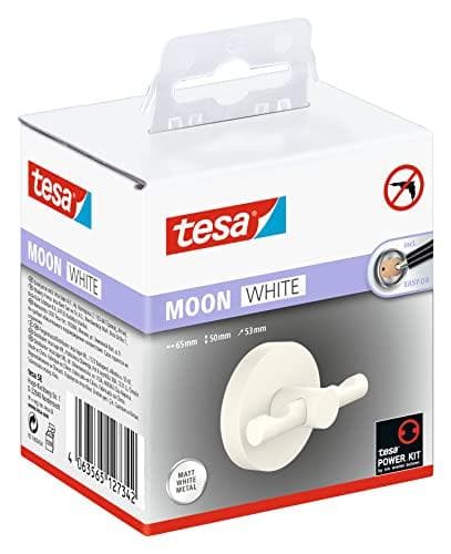 tesa coat hook 40574-00000-00 MOON WHITE Number of hooks: 2 (W x H x D) 50 x 53 x 65 mm metal white (matt) 1 piece (40574-00000-00)