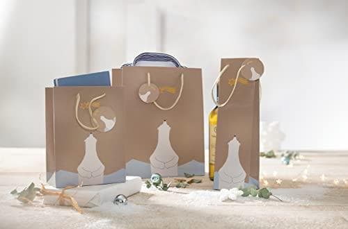 5 bottle bags polar bear with shooting star motif 10.0 x 35.0 (GT051)