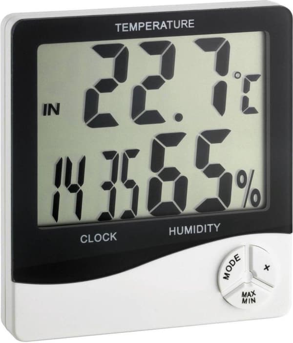 TFA-Dostmann WS 5031 - termo-hygrometer med tidsvisning indendørs elektronisk hygrometer sort - hvid (30-5031)