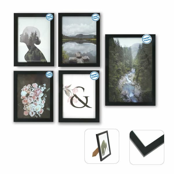 Fotoramme DKD Home Decor Flere 23 x 2 x 28 cm Sort Moderne Træ MDF