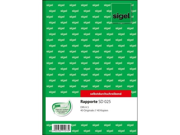 Sigel - Rapportskjema - 40 ark - A5 - dublett - karbonfri