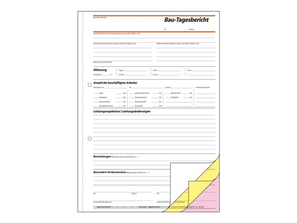 Sigel - Byggerens dagbok - 40 ark - A4 - tre eksemplarer - karbonfri