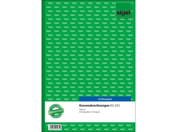 Sigel - Kontantrapport - 50 ark - A4 - dublett - karbonfri