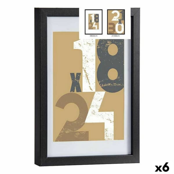 Fotoram 24 x 2,5 x 32,5 cm Svart Glas Trä MDF (6 antal)