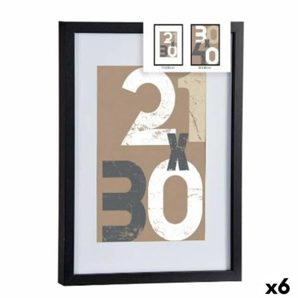 Fotoram för upphängning Svart Glas Trä MDF 32,5 x 2,5 x 42,5 cm (6 antal)