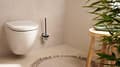 Miniatyrbillede 3 af 6: tesa MOON BLACK toiletsæt, sæt med holder & toiletbørste, matsort, matteret glas - til badeværelser i industriel stil - ingen boring, inklusive klæbem