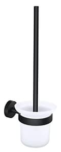 Miniatyrbillede 1 af 6: tesa MOON BLACK toiletsæt, sæt med holder & toiletbørste, matsort, matteret glas - til badeværelser i industriel stil - ingen boring, inklusive klæbem