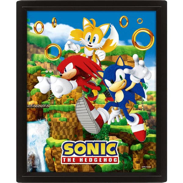 Sonic The Hedgehog 3D Framed Picture Multicoloured One Size
