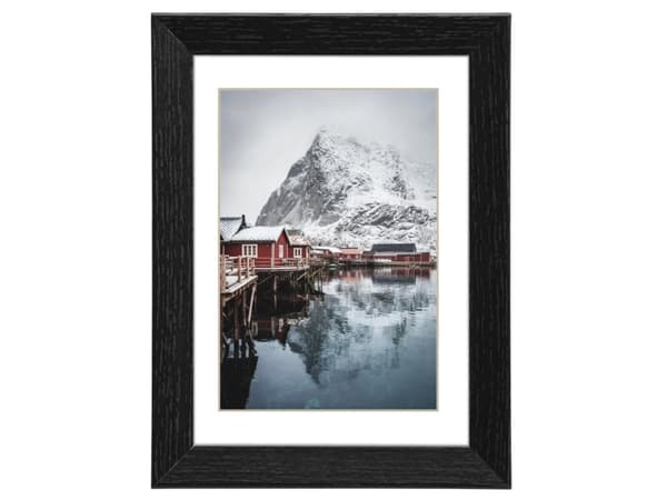 Hama Oslo, Enkel bilderamme, Glass, MDF, Sort, Bord, Vegg, 7 x 10 cm, Reflekterende