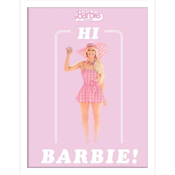 Barbie Hi Framed Poster Pink/White 40cm x 30cm