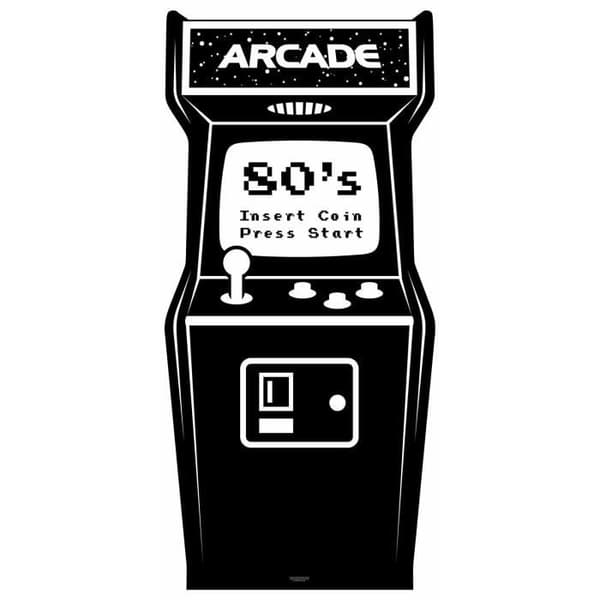Kartongfigur Guldåldern svart och vit Video Arcade 184 cm