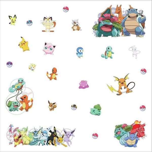 Klistermärken - Nintendo - Pokemon - 25 Återpositionerbara - 23CM X 44CM - Tvättbart Vinyl