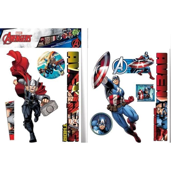 Giant Captain America och Thor Marvel-klistermärken - Marvel - Avengers - Röd och blå - Barn - 50 x 70 cm
