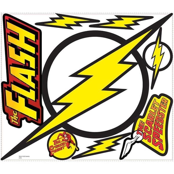 Jätte omplacerbar klistermärke Flash DC Comics-logotyp 45,7 cm x 49,8 cm