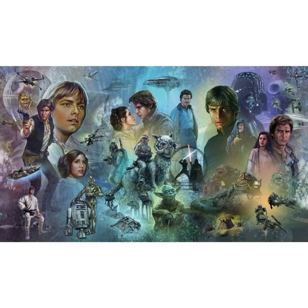 Jätte självhäftande väggmålning Disney Star Wars Original Trilogy vintagemönster - 3,2 m x 1,83 m Flerfärgad