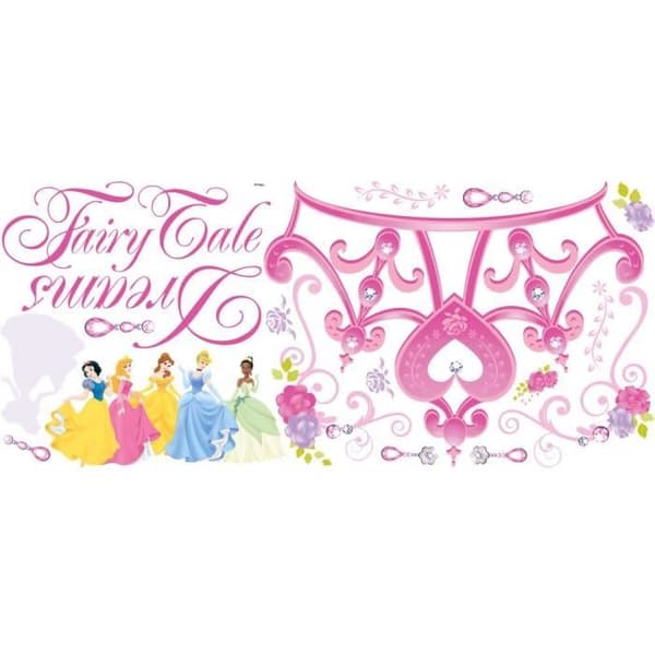 RUMSKAMMAR DISNEY PRINCESS CROWN jätte repositionerbar klistermärke 56x43cm