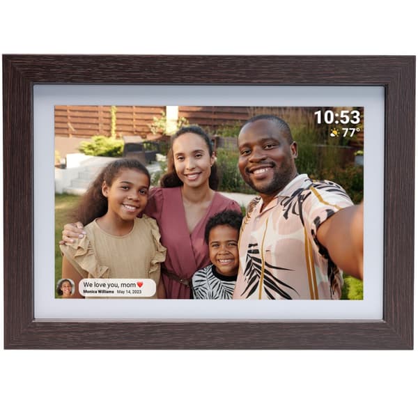 PFF-1042DW 10,1” digital Wi-Fi-fotoramme med FRAMEO-programvare. Mørk treramme.
