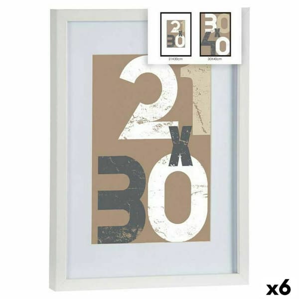 Fotoram för upphängning Vit Glas Trä MDF 32,5 x 2,5 x 42,5 cm (6 antal)