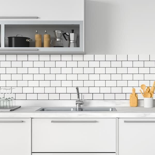 XMTECH 10 stycken 30x30cm 3D keramiska plattor Klistermärken för kök Badrumsdekoration Väggklistermärken, vita