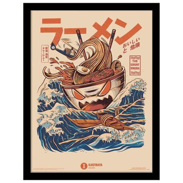 Ilustrata The Great Ramen Framed Poster Orange/Blue/Cream 40cm x 30cm