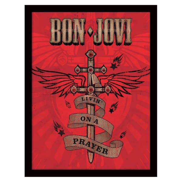 Bon Jovi Livin´ On A Prayer Framed Poster Red/Brown/Black 40cm x 30cm