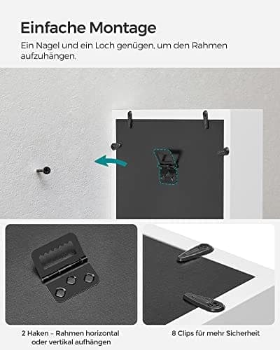 Songmics Shadow Box Ram, tavelram med garn, klädnypa och pinnnålar, DIY, vit