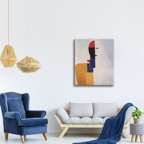 Legendarte - Målning, tryck på duk - Byst av kvinna Kazimir Malevich cm. 50x60