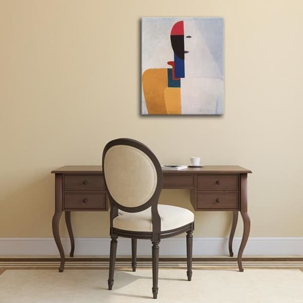 Legendarte - Målning, tryck på duk - Byst av kvinna Kazimir Malevich cm. 50x60