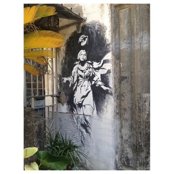 Legendarte - Målning, Tryck på duk - Madonna med en pistol i Neapel, Banksy cm. 60x80