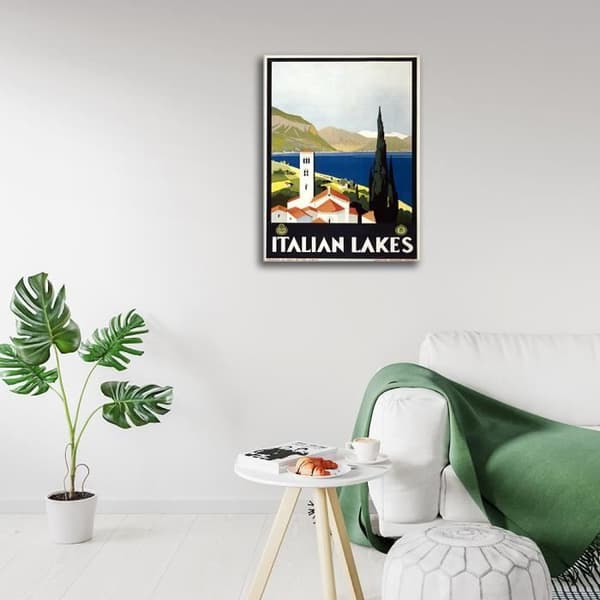 Legendarte - Vintage italienska sjöar turistaffisch - målning, canvastryck cm. 50x70