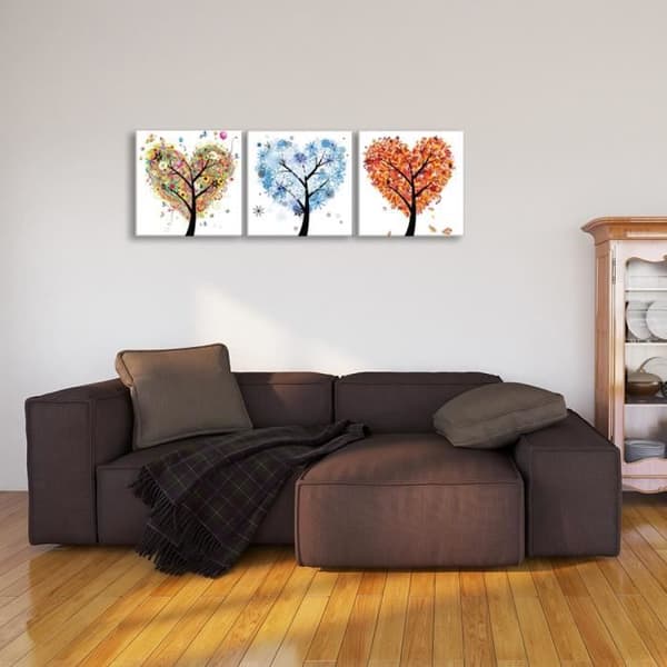 Legendarte - Målning, Tryck på duk - Kärlekens träd cm. 150x50 (3 paneler)