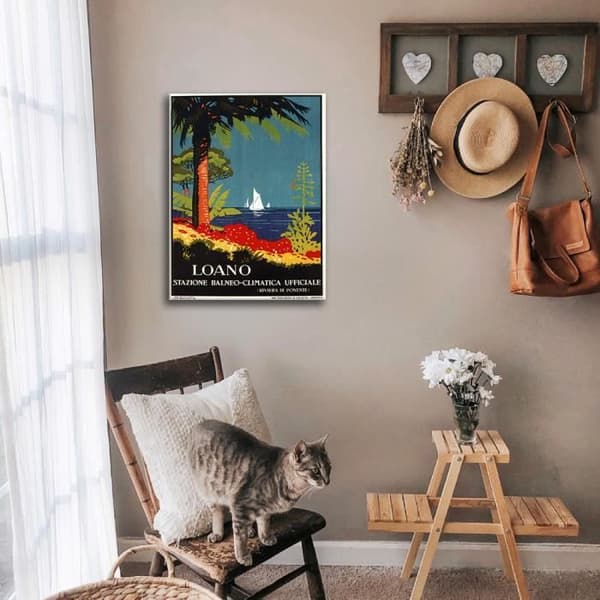 Legendarte - Loano Vintage turistaffisch - målning, tryck på duk cm. 50x70
