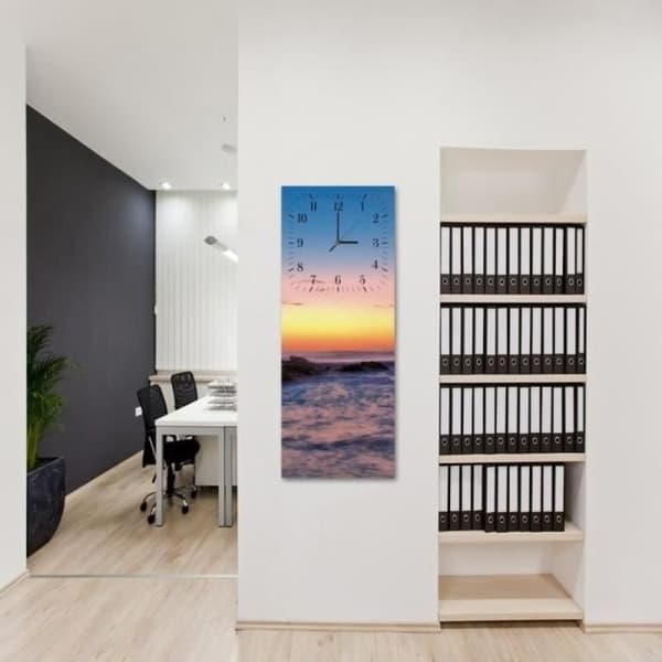 Legendarte - Väggklocka Sunset On The Sea cm. 30x90