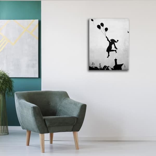 Legendarte - Målning, tryck på duk - Flygande ballongflicka cm. 50x70