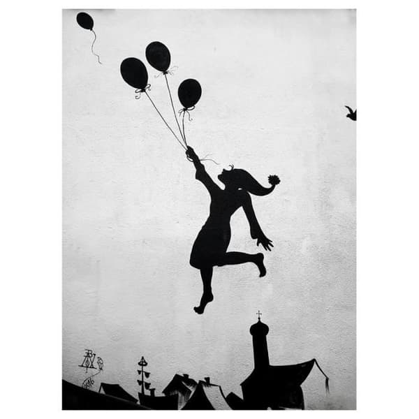 Legendarte - Målning, tryck på duk - Flygande ballongflicka cm. 50x70