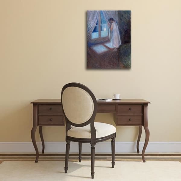 Legendarte - Målning, Tryck på duk - Tjej vid fönstret Edvard Munch cm. 50x70