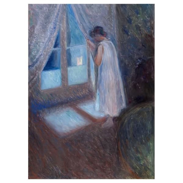 Legendarte - Målning, Tryck på duk - Tjej vid fönstret Edvard Munch cm. 50x70